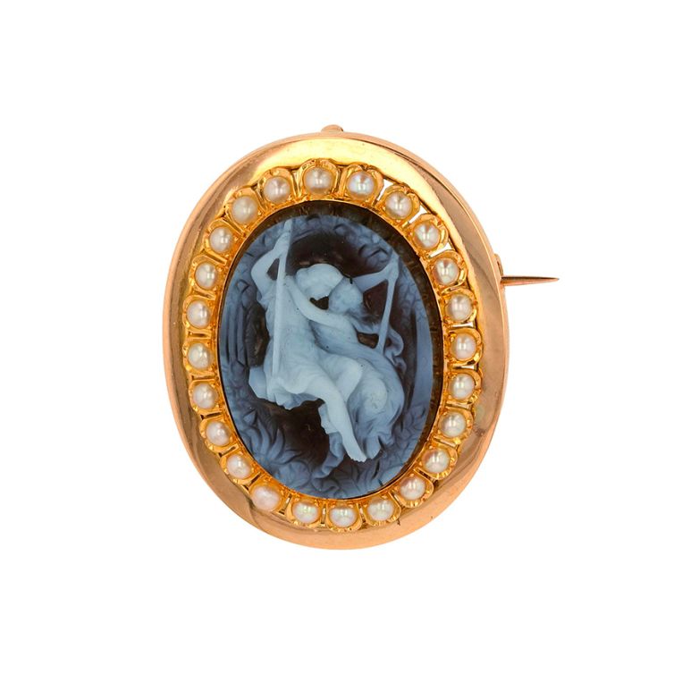 Broche ancienne Camée et demi-perles or jaune 11.50g Comme neuf -  reconditionné disponible sur Gemme Les Bijoux